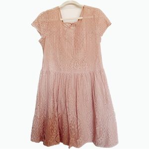 Lace pink dress with lace up back